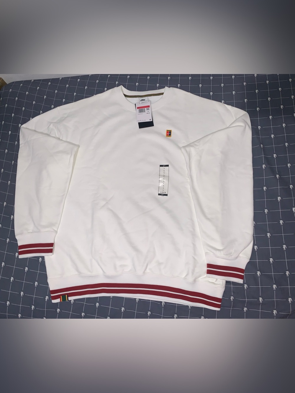 Nike Men's Spring Court Fleece Crewneck White IR0618-100 Size: Large